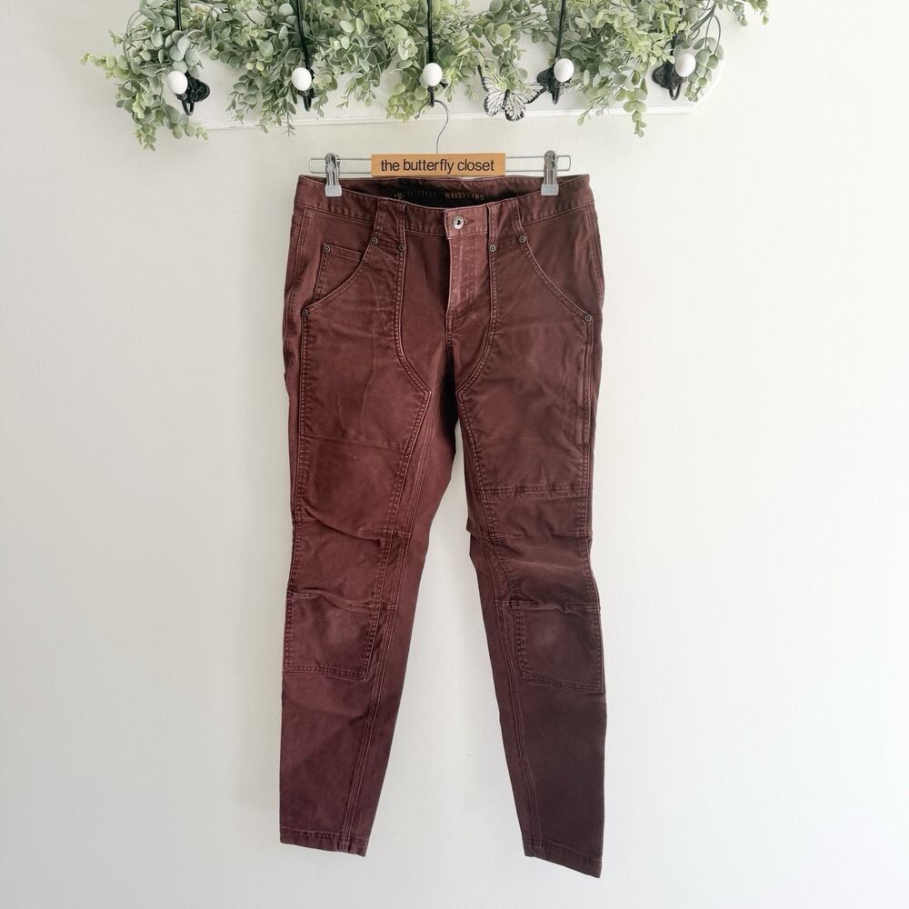 Womens Duluth Trading Ripstop Curvesetter Waistband Utility Work Pant Burgandy 8